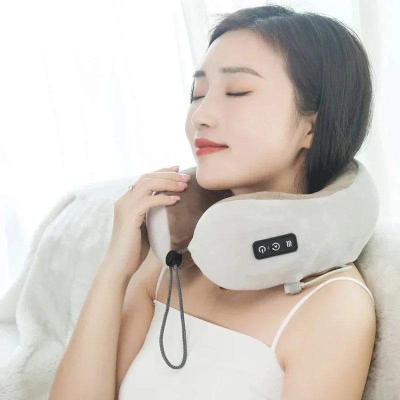 Smart Electric U Shaped Neck Massage Pillow Memory Foam Soft