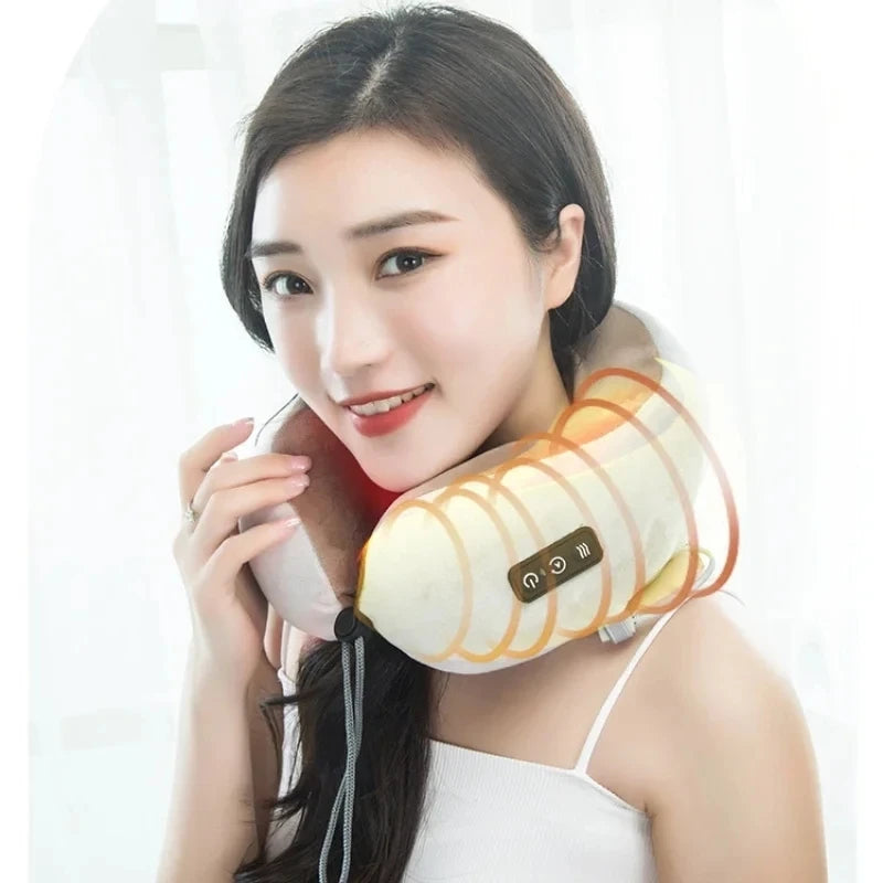 Smart Electric U Shaped Neck Massage Pillow Memory Foam Soft