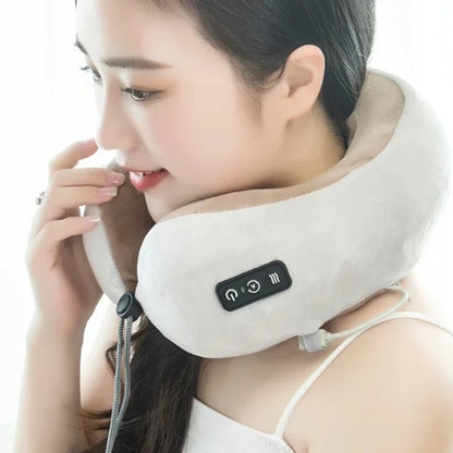 Smart Electric U Shaped Neck Massage Pillow Memory Foam Soft