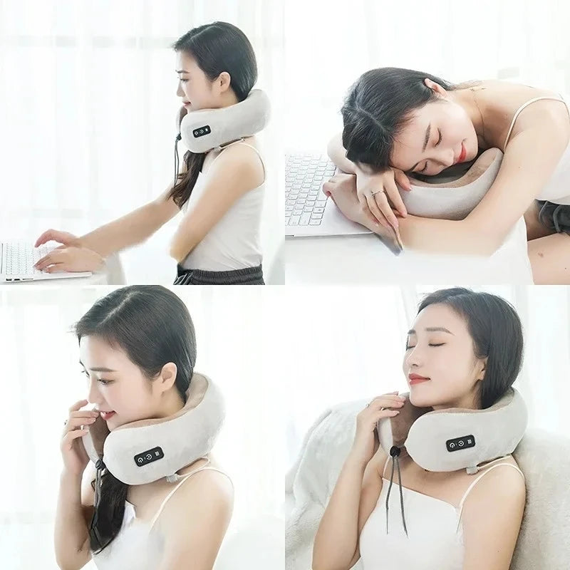 Smart Electric U Shaped Neck Massage Pillow Memory Foam Soft